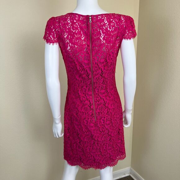Alice + Olivia Women Size 8 Pink Lace Floral Sheath Mini Dress Cocktail Formal - Picture 6 of 17